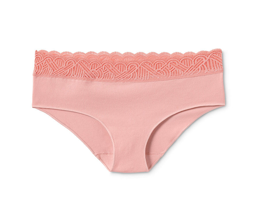 Une 2 culottes sans coutures rose avec de la dentelle.