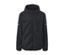 Veste coupe-vent noire avec capuche.