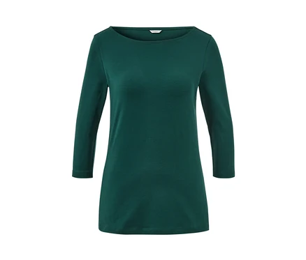 T-shirt manches 3/4 vert foncé.