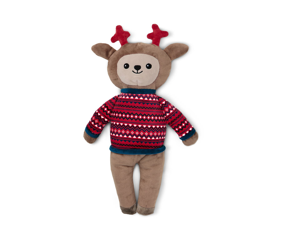 Jouet en peluche pour chien «
Renne
» allongé sur fond blanc.