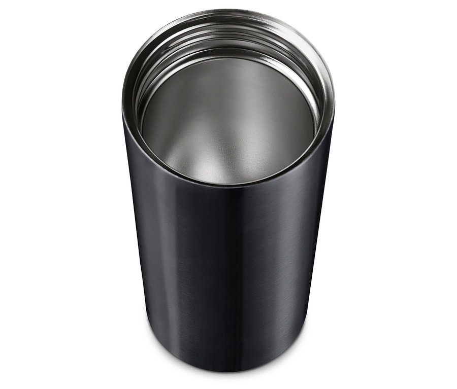 Vue de dessus d'un gobelet à café à emporter anthracite.