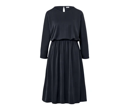 Robe en jersey piqué bleu marine.