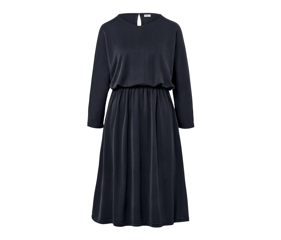 Robe en jersey piqué bleu marine.