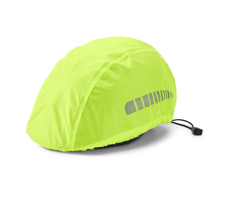 Revêtement de casque de vélo jaune néon avec bande réfléchissante.