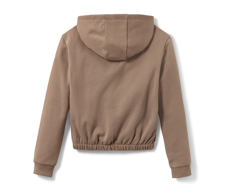 Vue arrière d'un sweat-shirt à capuche pour enfants.