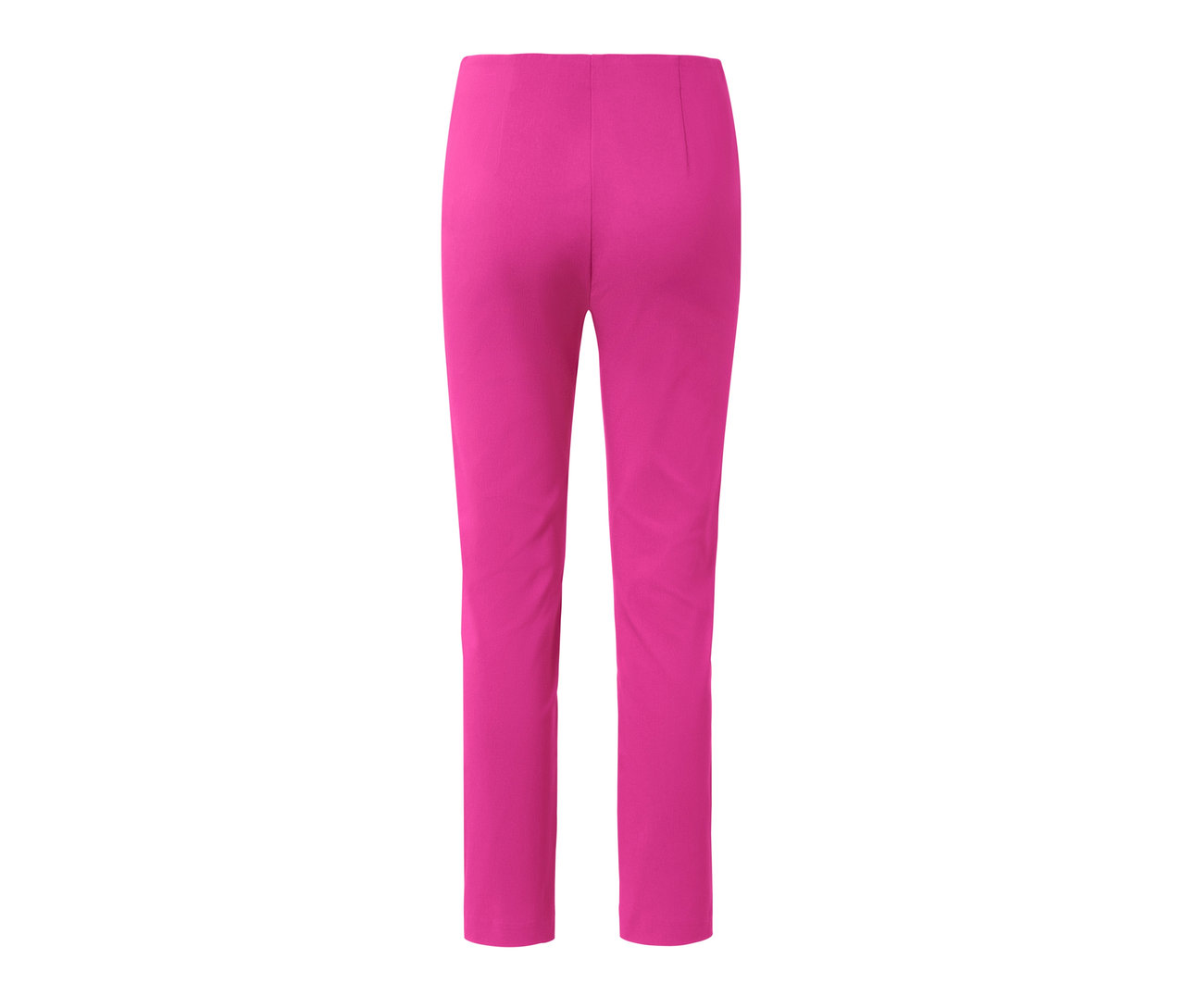 Vue détaillée de dos d'un pantalon stretch rose vif.