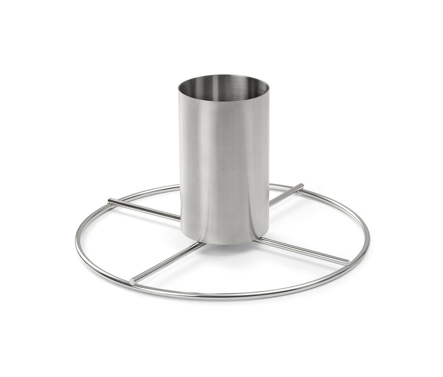 Support rôtissoire pour poulet en acier inoxydable.