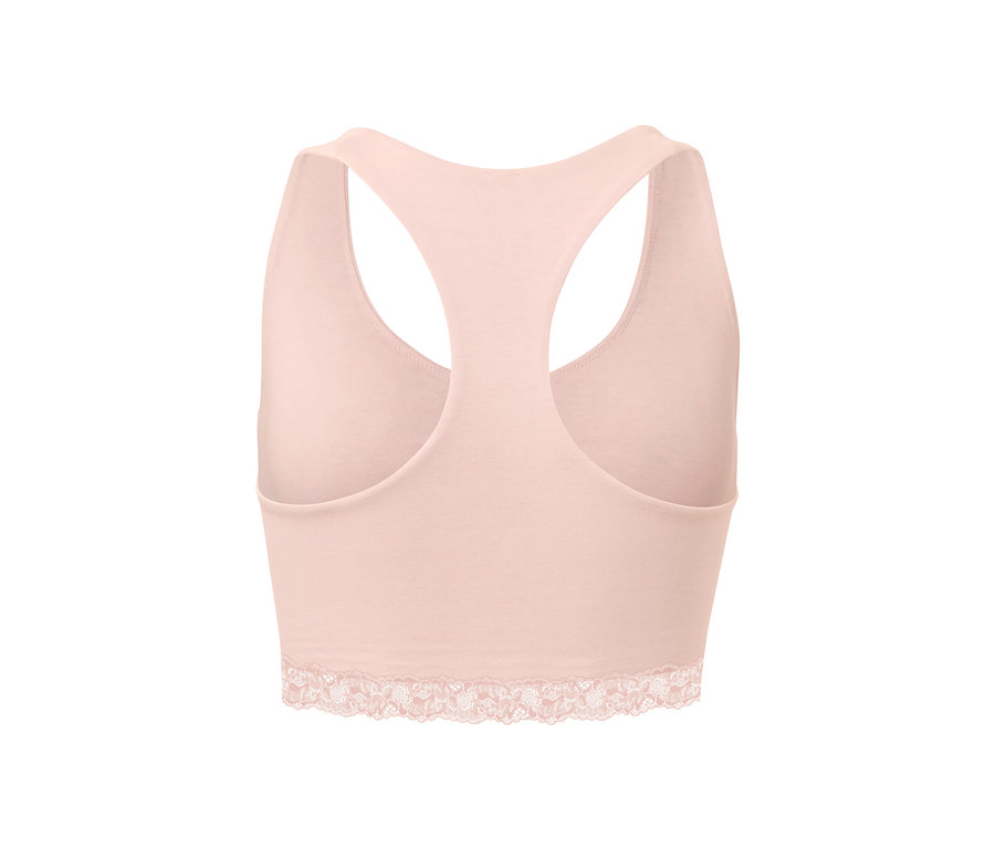 Brassière rose dos nageur avec dentelle en bas.