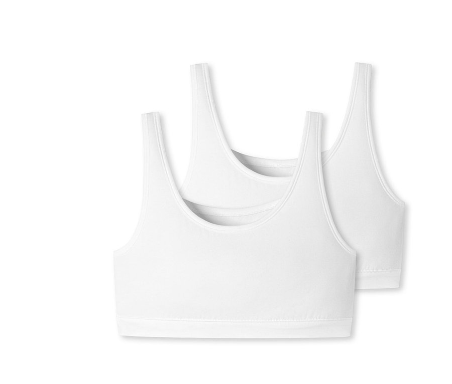 Deux brassières blanches SCHIESSER en coton bio.