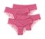 Quatre slips brésiliens roses avec de la dentelle.