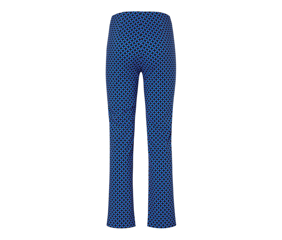 Pantalon stretch imprimé bleu cobalt.