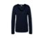Pull en maille bleu foncé avec un col en V.