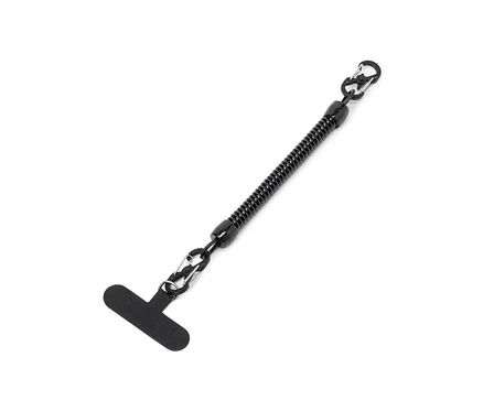 Une chaîne de sécurité noire pour téléphone portable.