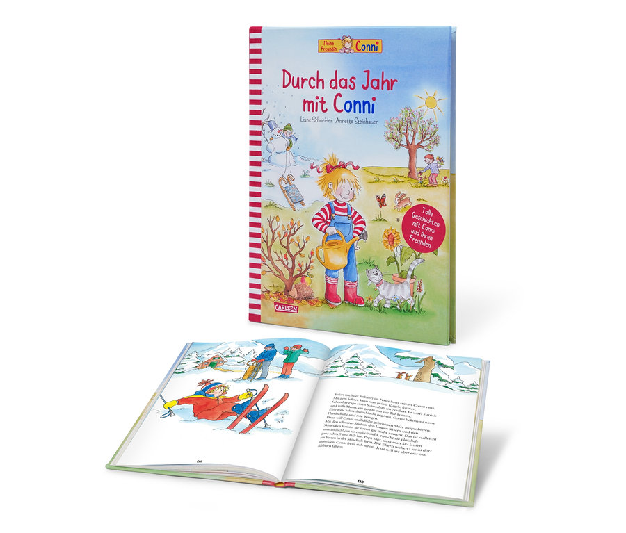 Livre «Durch das Jahr mit Conni» sur fond blanc.