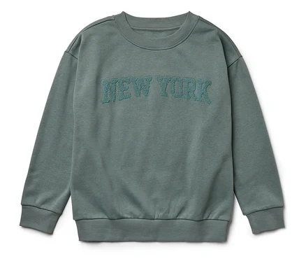 Sweat-shirt vert avec l'inscription "NEW YORK".