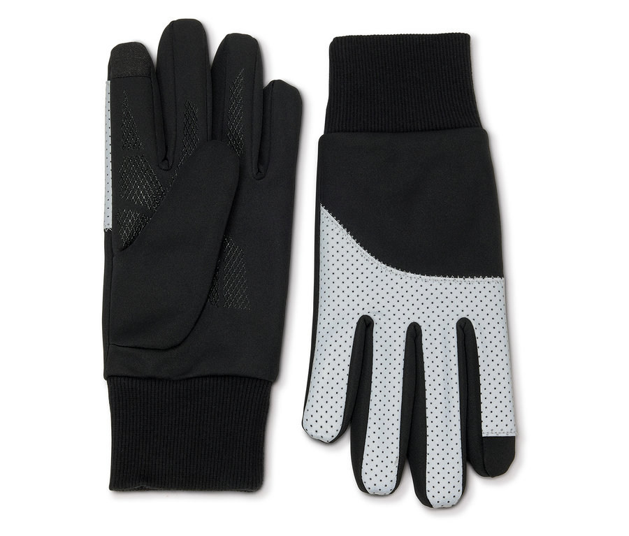 Deux gants noirs avec des détails blancs et un poignet noir.