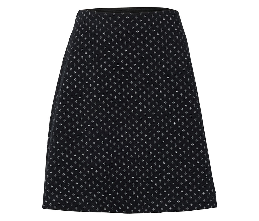 Jupe noire avec un petit motif blanc.