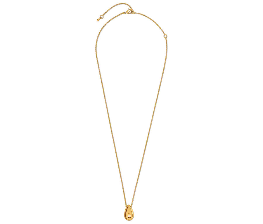 Collier doré avec pendentif en forme de goutte.