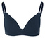 Soutien-gorge bleu marine à armatures avec un nœud au centre.