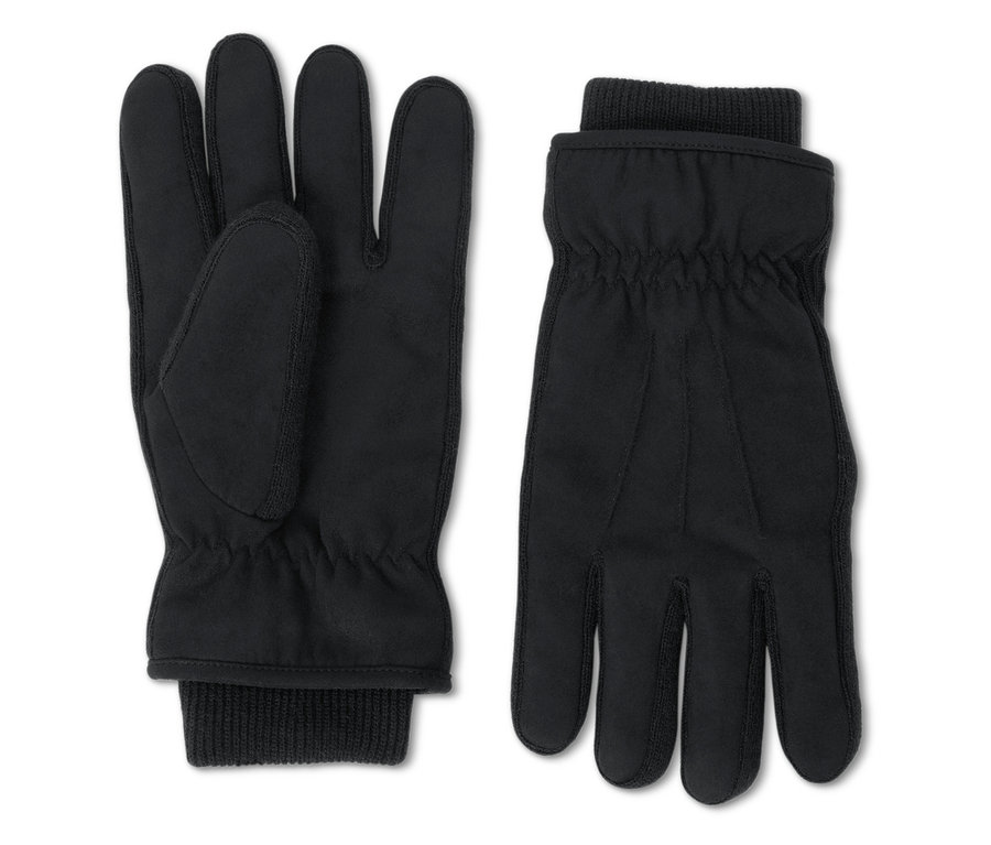 Deux gants noirs sont placés côte à côte.
