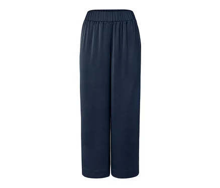 Pantalon en satin bleu marine.