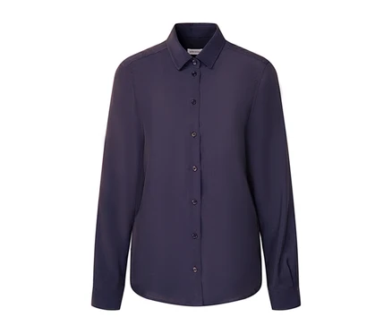 Une chemise bleue en viscose Seidensticker avec des manches longues et des boutons.