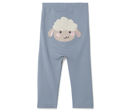 Leggings bleus avec un patch de mouton.