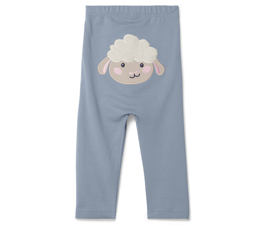 Leggings bleus avec un patch de mouton.