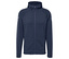 Veste thermique bleu foncé avec capuche et fermeture éclair intégrale.