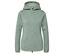 Veste en polaire vert clair avec capuche et fermeture éclair au centre.