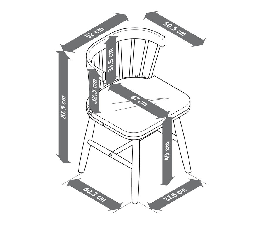 Dimensions d'une chaise de salle à manger avec coussin d’assise.
