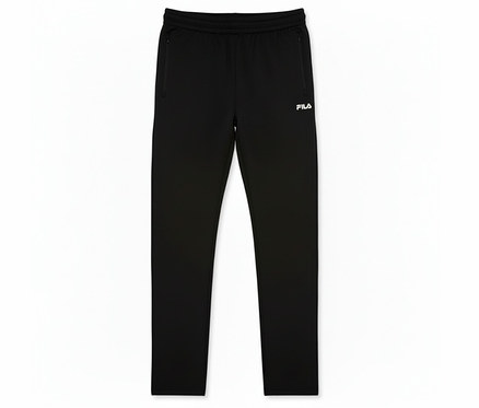 Le pantalon sweat technique noir pour homme FILA est posé sur un fond blanc.