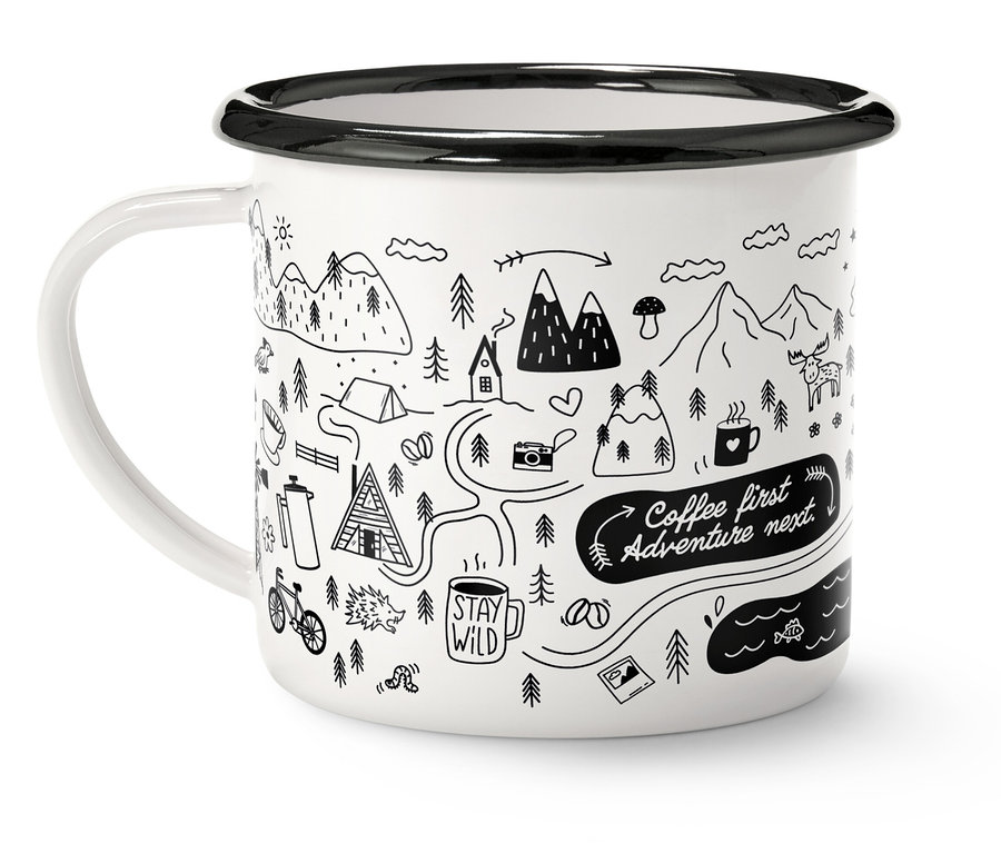 Mug à café en émail Adventure, 380 ml