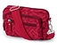 Sac de sécurité à bandoulière rouge avec fermetures éclair et sangle réglable posé sur un fond blanc.