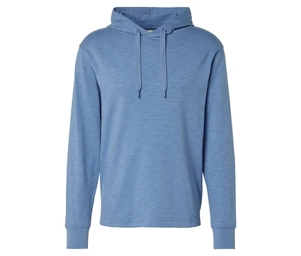 Sweat à capuche bleu clair avec cordon de serrage.