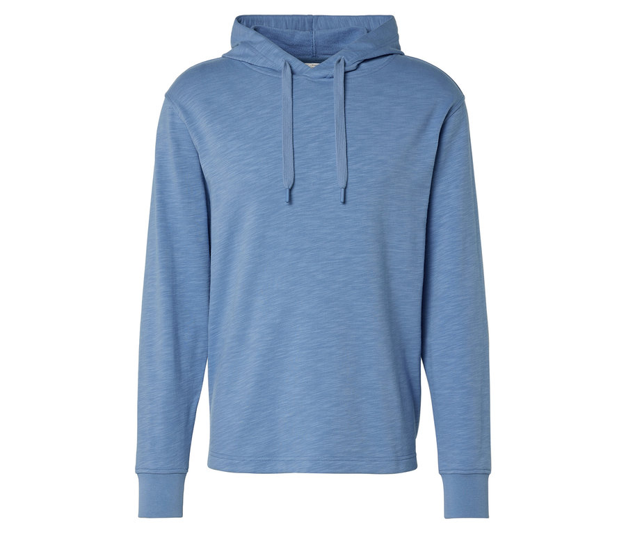 Sweat à capuche bleu clair avec cordon de serrage.