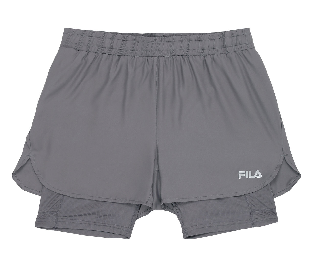 Short technique gris pour homme FILA avec taille élastique et logo Fila.