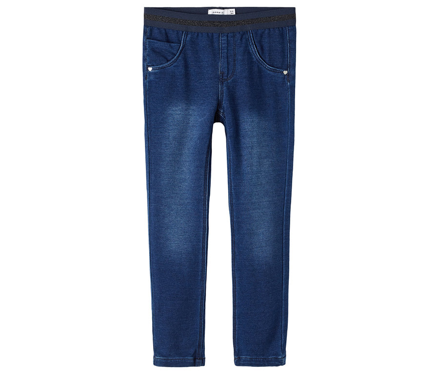 Jegging bleu NAME IT dans un style studio, vue de face.