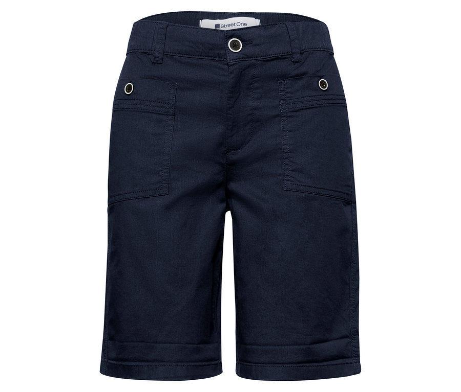 Bermuda Street One « Yulius » bleu marine avec fermeture boutonnée et poches plaquées.