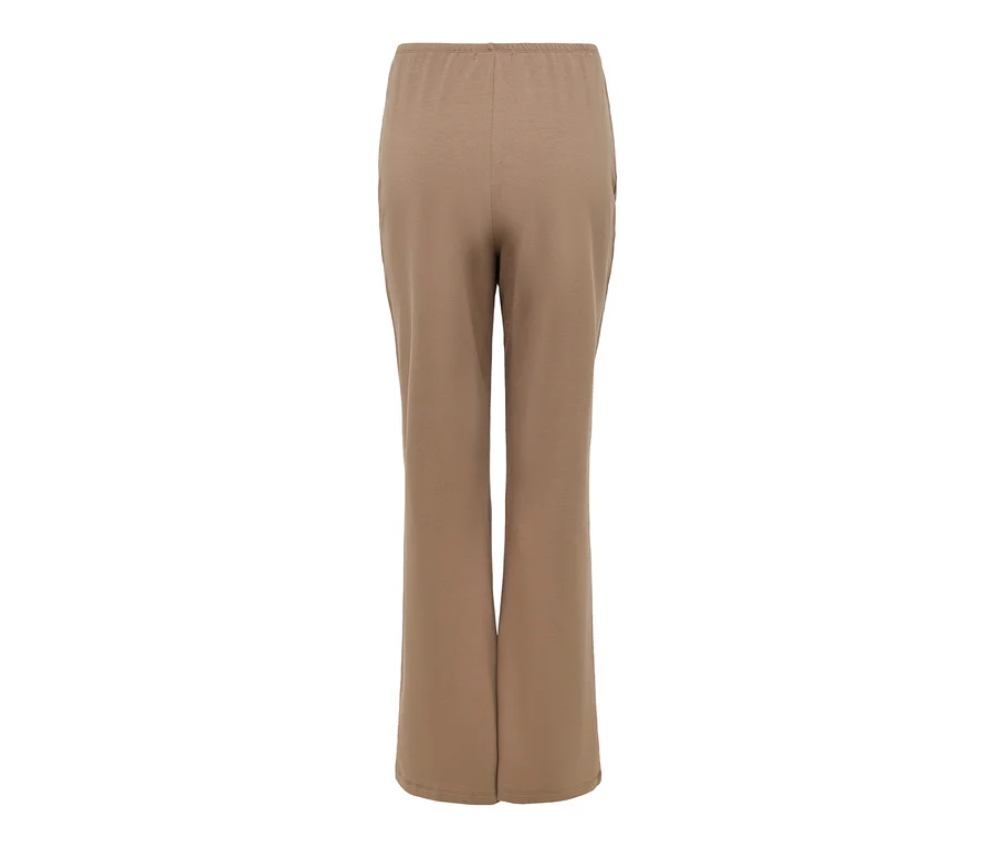 Pantalon de survêtement MAMALICIOUS « MLSINE HW » marron à jambe large et taille élastique, vu de dos.