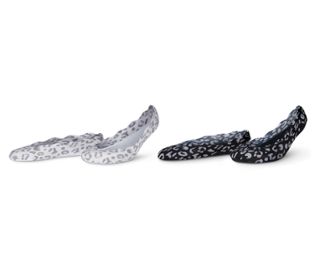 1x noir à motif léopard gris, 1x blanc à motif léopard gris