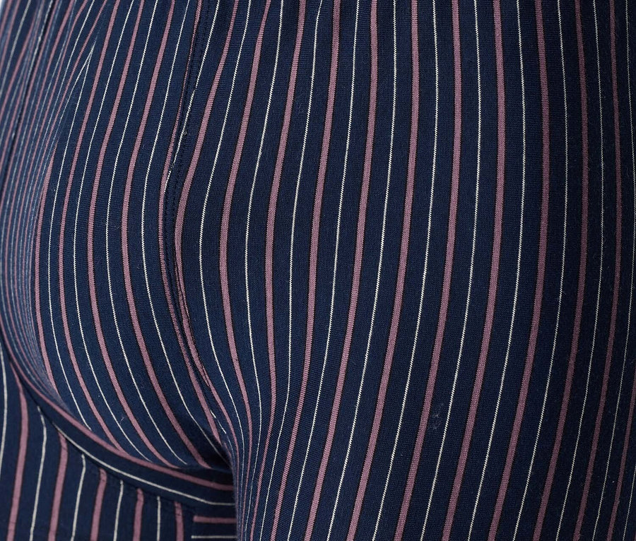 Gros plan sur un caleçon boxer rayé pour homme.