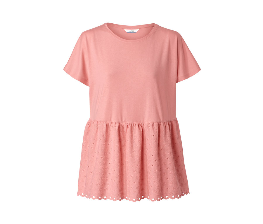 T-shirt bimatière corail à broderie.