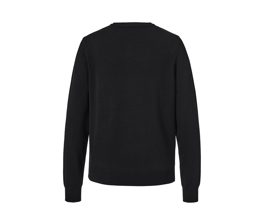 Vue arrière d'un cardigan en maille fine noir.