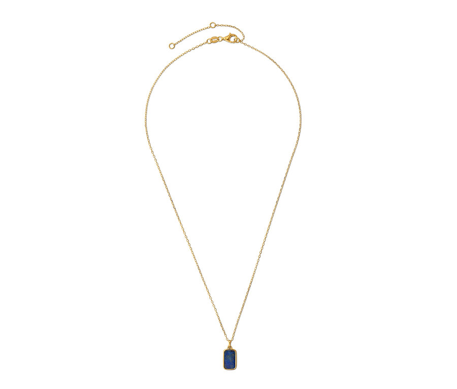 Collier doré avec pendentif en lapis-lazuli.