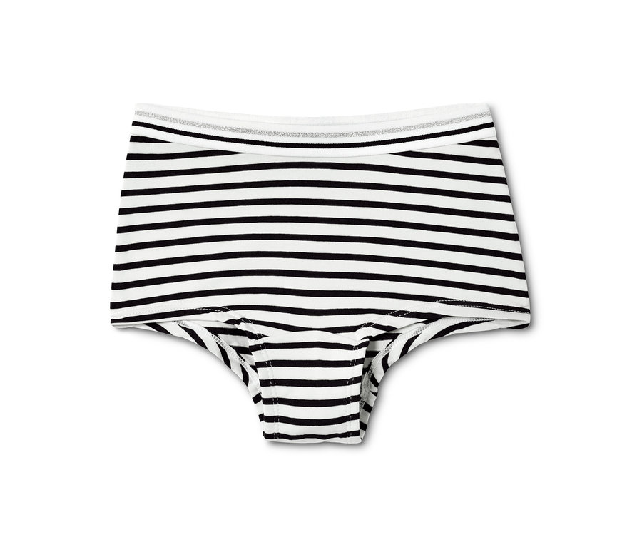 Une culotte pour filles noire et blanche rayée horizontalement, d'un ensemble de 7.
