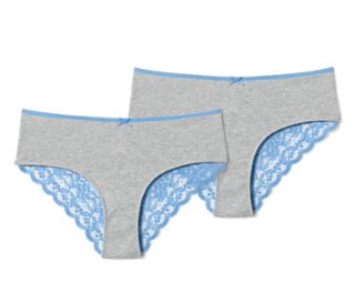 Gris chiné avec dentelle bleue