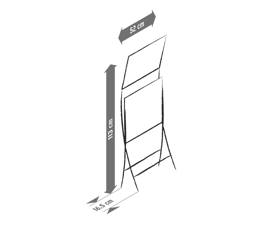 Illustration d'une chaise pliable avec accoudoirs « Lenja » et dimensions.