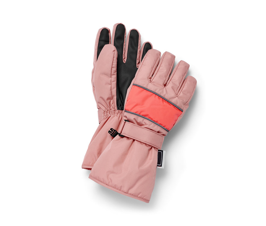 Deux gants d’hiver roses.