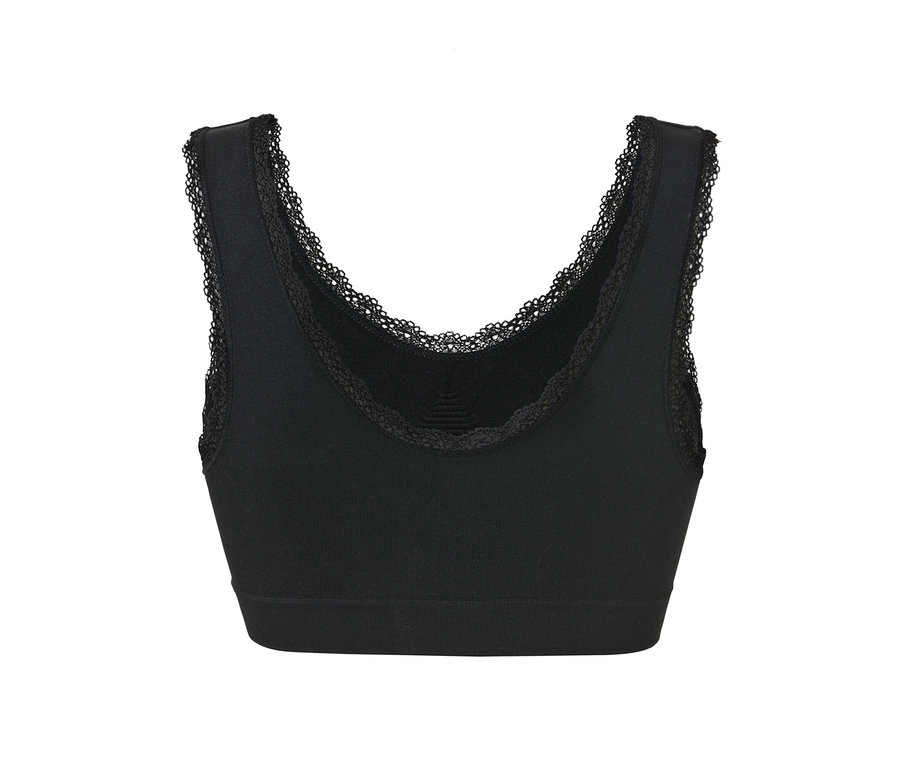 Brassière Seamlesss noire avec dentelle.